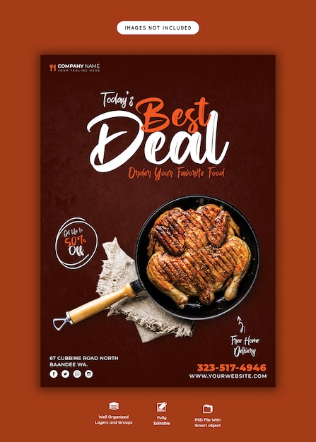 Food menu and restaurant flyer template