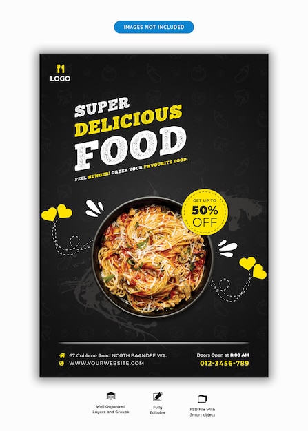 PSD food menu and restaurant flyer template