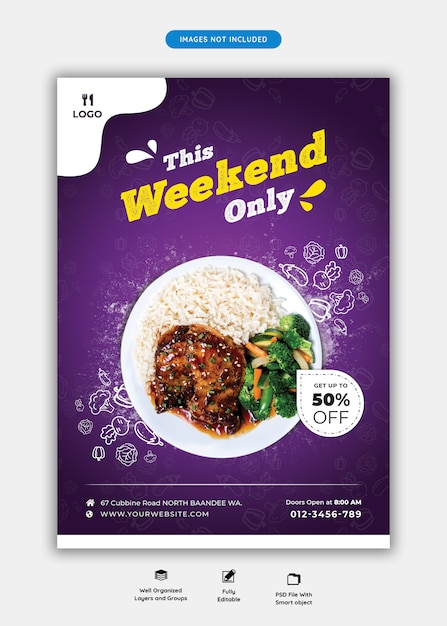 Food menu and restaurant flyer template