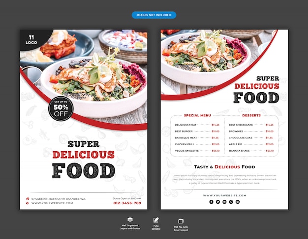 PSD food menu and restaurant flyer template