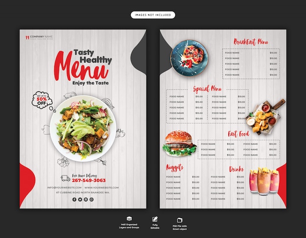 PSD food menu and restaurant flyer template