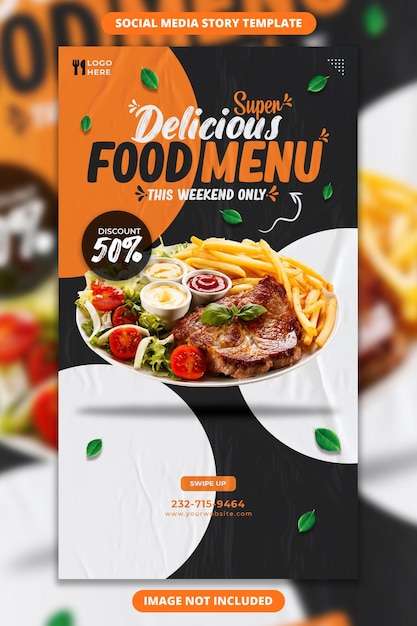 PSD food menu and restaurant instagram and facebook story template