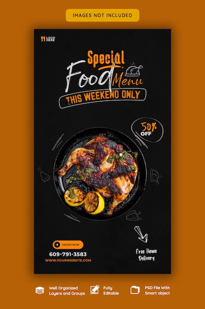 PSD food menu and restaurant instagram story template