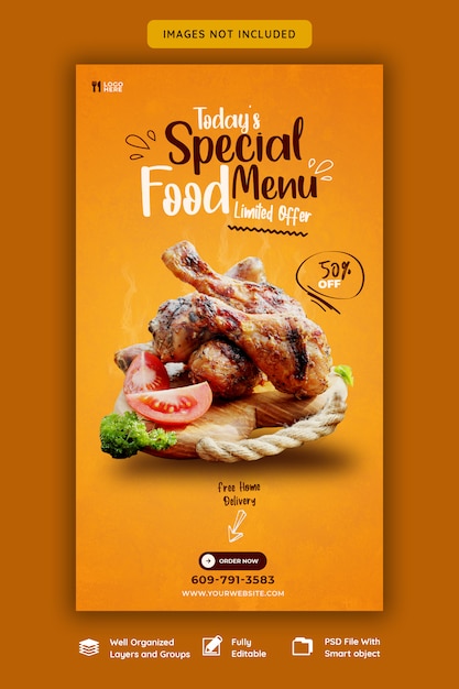 Food menu and restaurant instagram story template