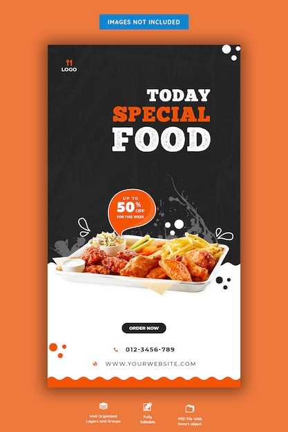 PSD food menu and restaurant instagram story template