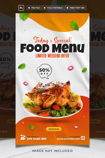 PSD food menu and restaurant instagram story template