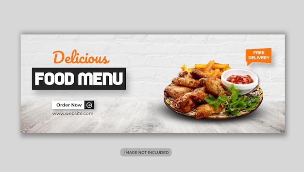 Menu del cibo modello di banner web di copertina di facebook per la promozione del ristorante