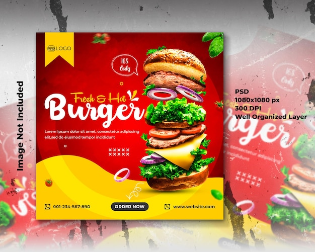 Food menu restaurant promotion social media posts and web banner design template