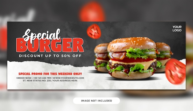 음식 메뉴 및 레스토랑 프로모션 웹 배너 및 페이스북 표지 디자인