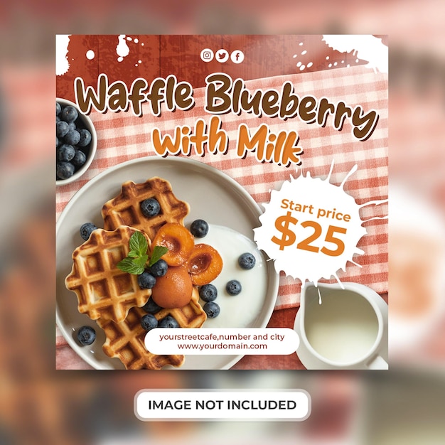 PSD food menu and restaurant promotion with social media post banner template