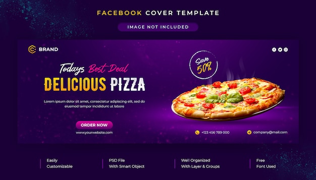 PSD menu di cibo e copertina facebook promozionale del ristorante e modello di banner web