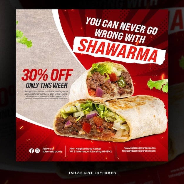 Food menu and restaurant social media banner template