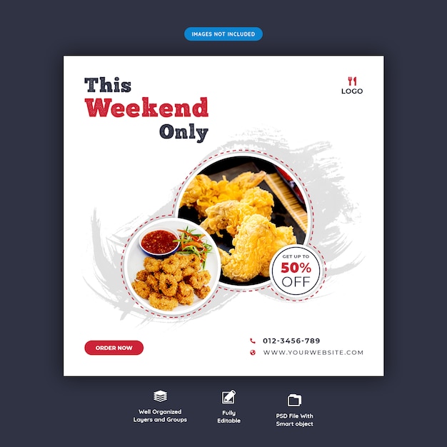 Food menu and restaurant social media banner template