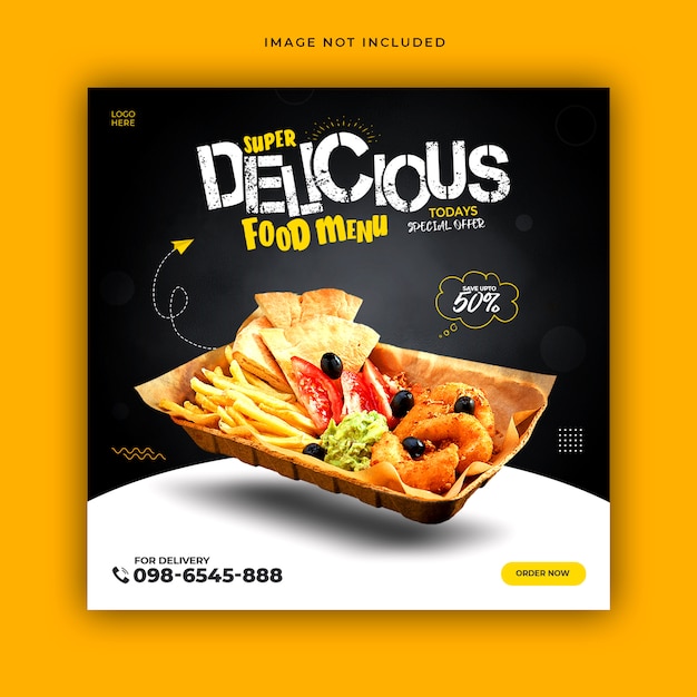 Food menu and restaurant social media banner template