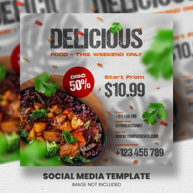 Food menu and restaurant social media banner template