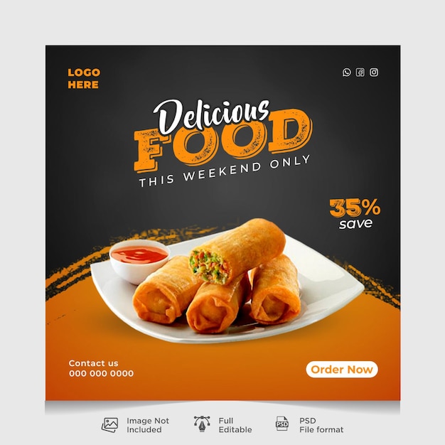 PSD food menu and restaurant social media banner template