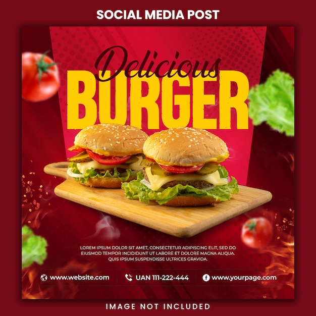 Food menu and restaurant social media banner template