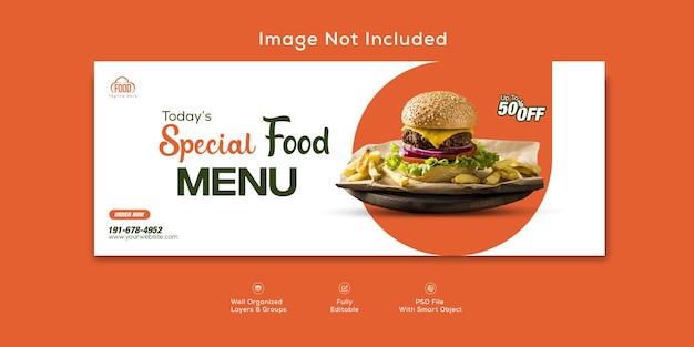 PSD food menu and restaurant social media banner template