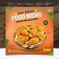 Food menu and restaurant social media instagram banner template free psd