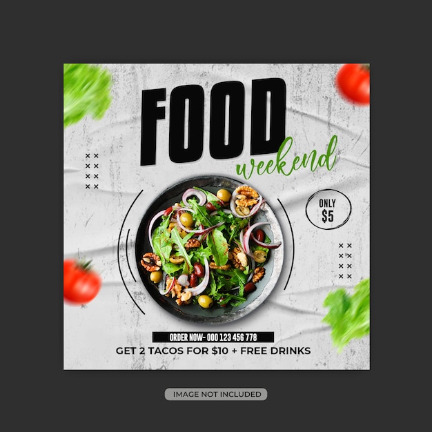 PSD food menu restaurant social media post banner or instagram post design tempalte