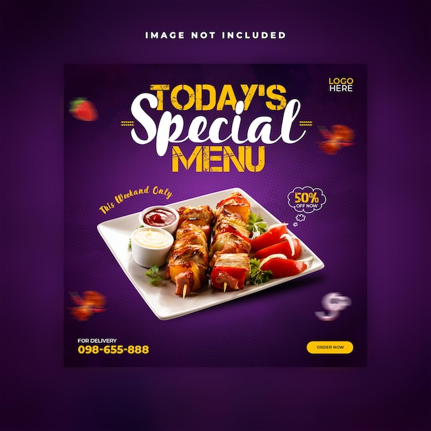 PSD food menu and restaurant social media post template