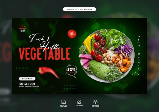 PSD food menu and restaurant web banner design template