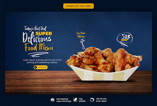 PSD food menu and restaurant web banner template