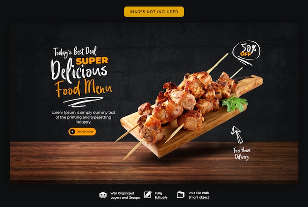 Food menu and restaurant web banner template