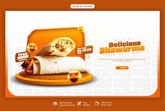 Food menu and restaurant web banner template