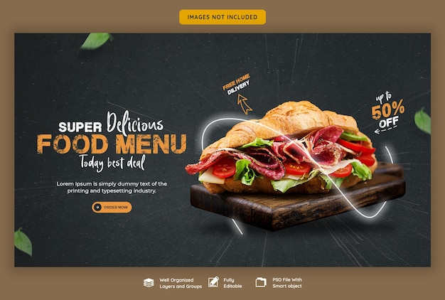 PSD food menu and restaurant web banner template