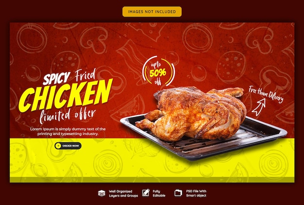 PSD food menu and restaurant web banner template
