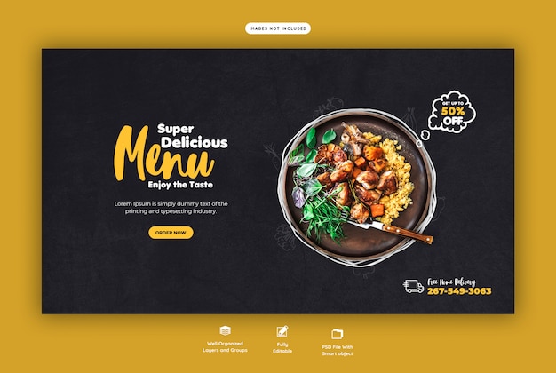 PSD menu di cibo e modello di banner web ristorante