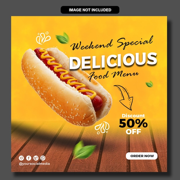 PSD food menu social media banner template feed psd