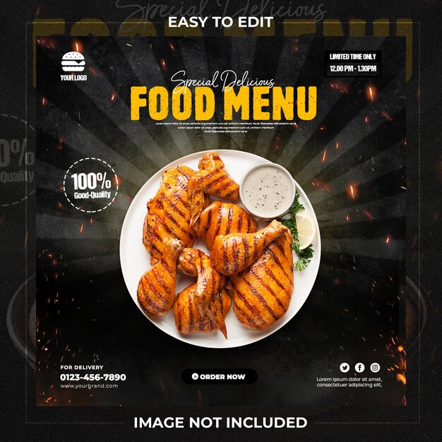 Food menu social media banner template