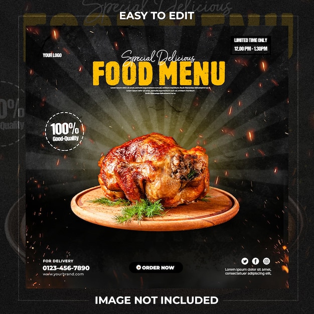 PSD food menu social media banner template