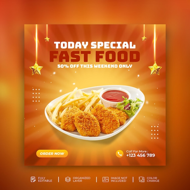 Food menu social media instagram banner post template Psd