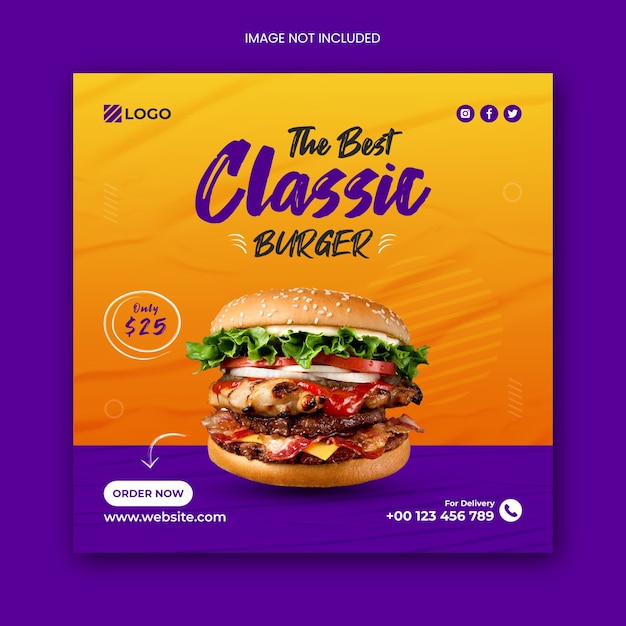 Food menu social media post banner template