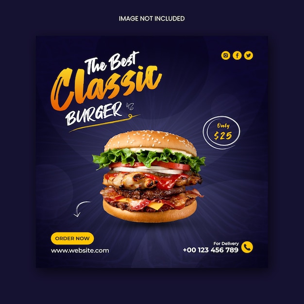 Food menu social media post banner template