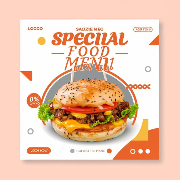 PSD food menu social media post template and restaurant fastfood burger