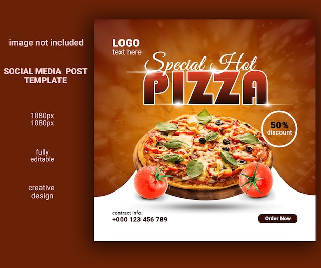 Food menu and special pizza social media post template