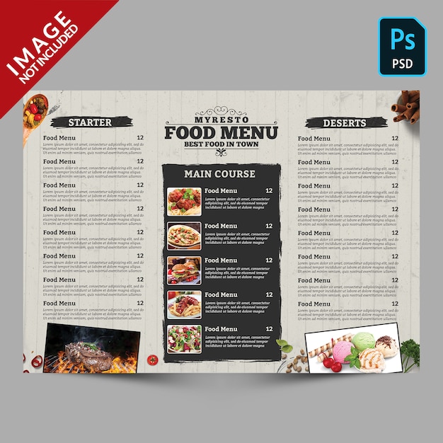 Modello di menu alimentare