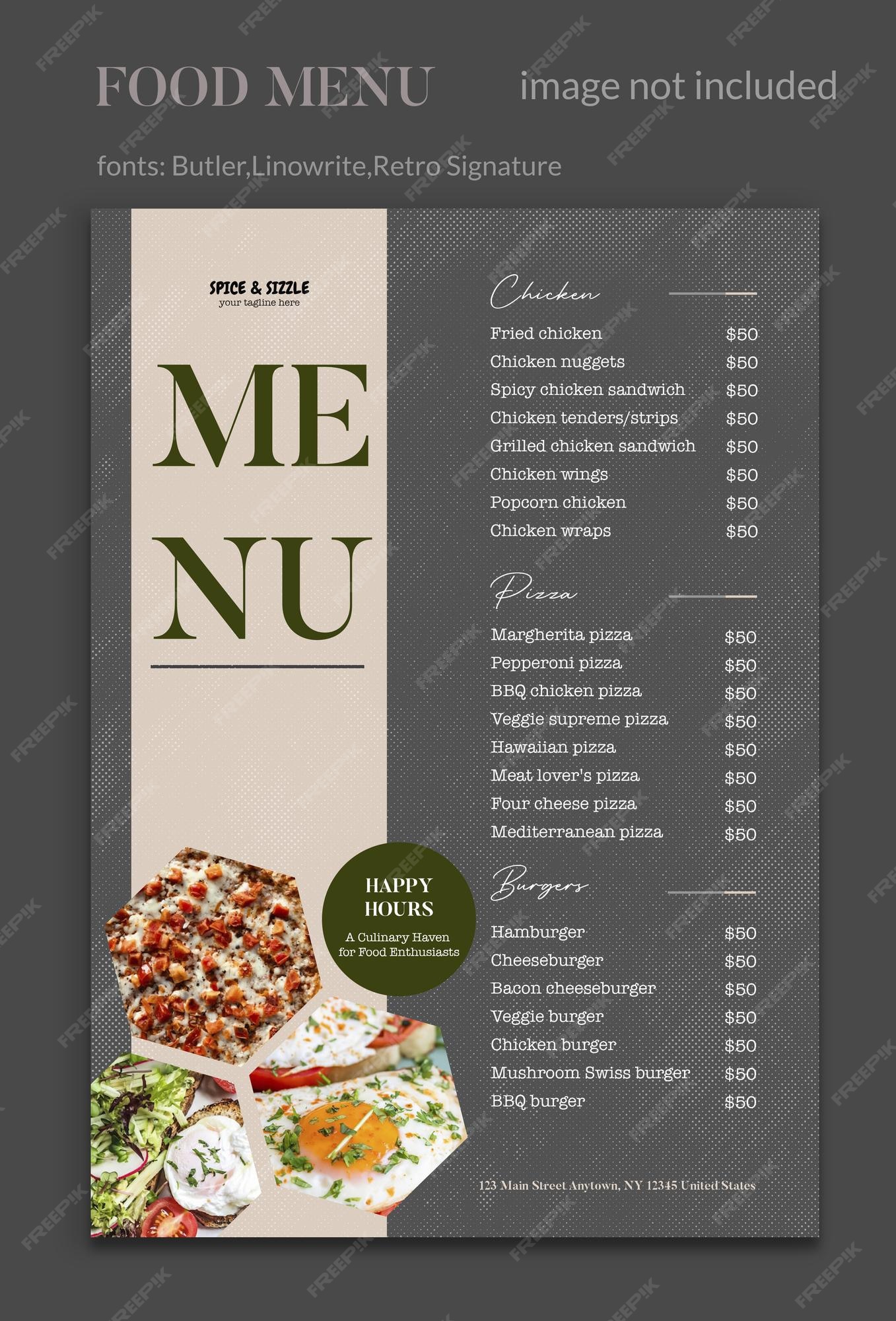 Premium PSD | Food menu template