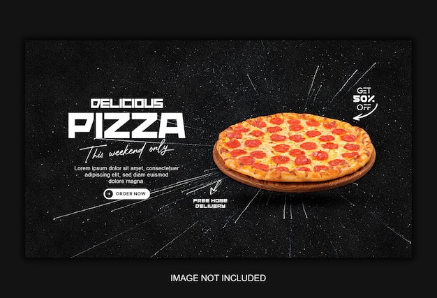 PSD food menu and web banner template of delicious pizza