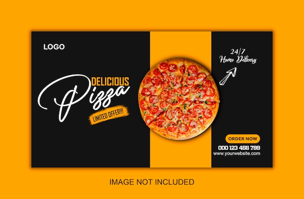 Food menu and web banner template of delicious pizza