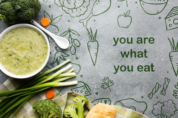食べ物のメッセージと野菜の整理