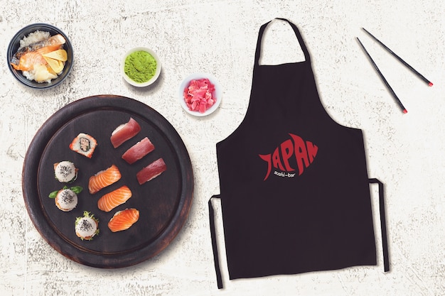 Food mockup with sushi design