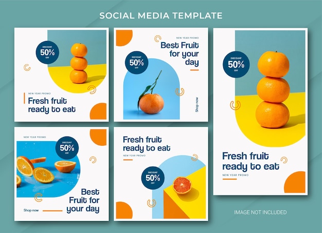 Food new year sale instagram post bundle template