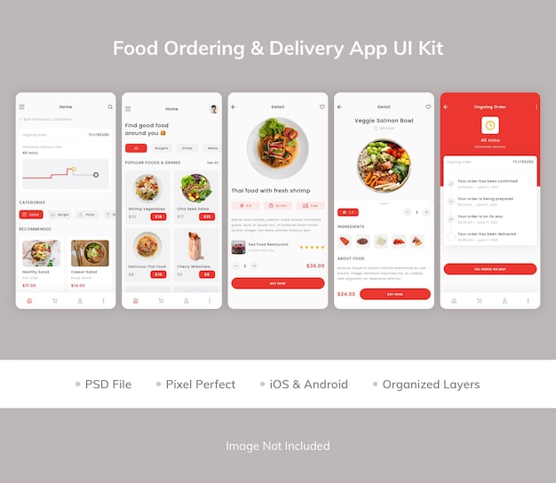 PSD food ordering amp delivery app ui kit