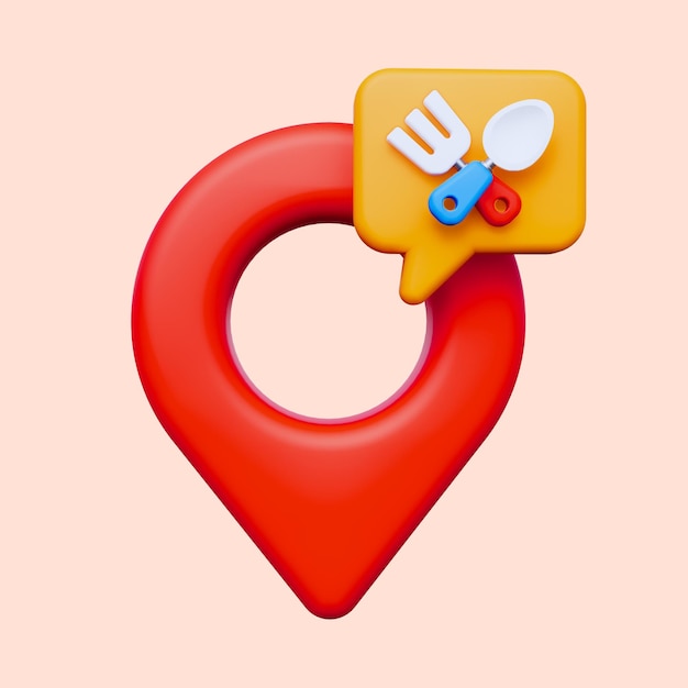 PSD food pin location 3d icon