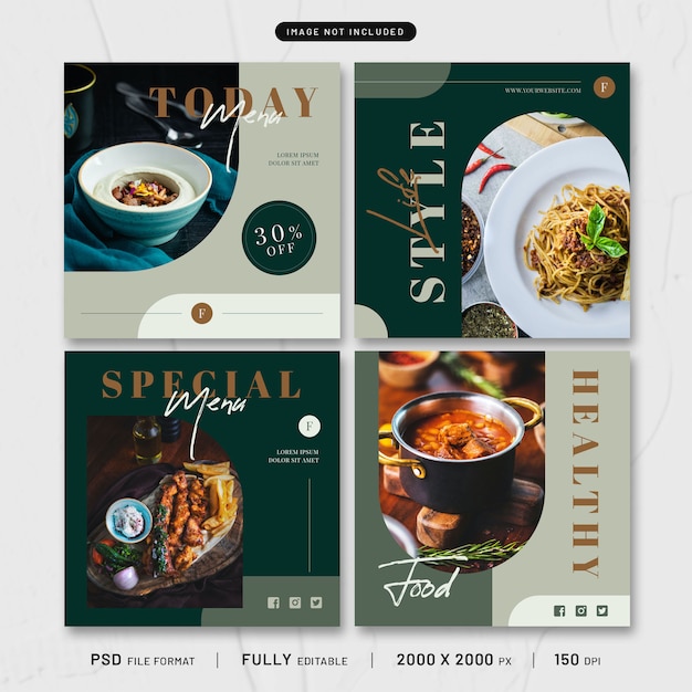 PSD food post template collection